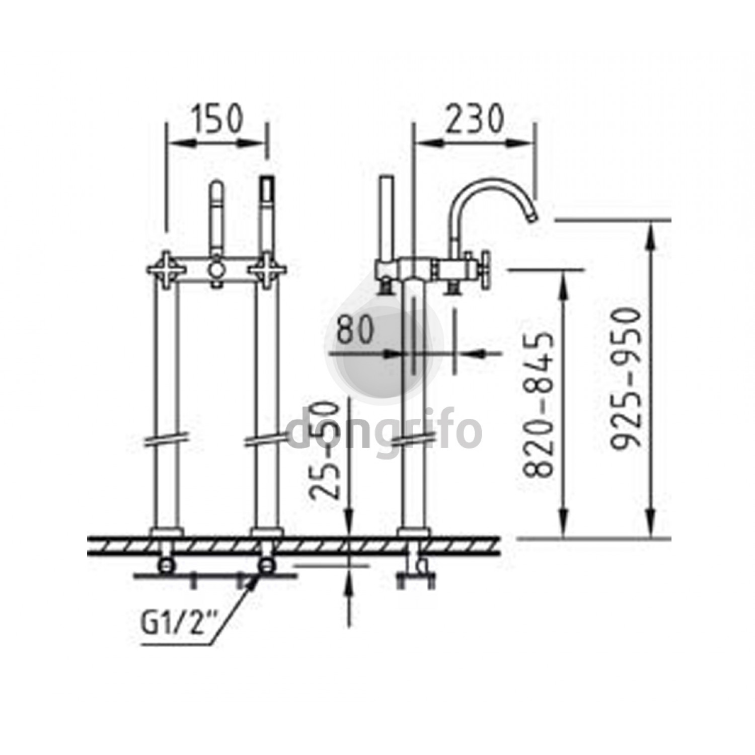grifo bano ducha banera fijacion al suelo dongrifo sth-97020