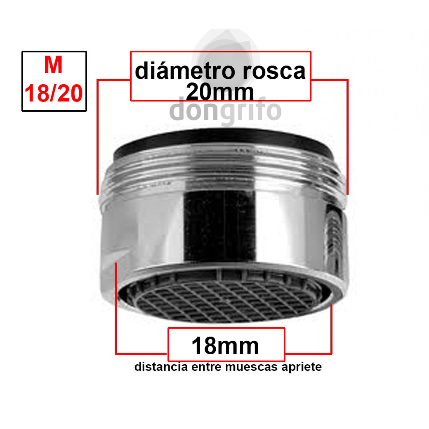 Difusor para grifo con rosca hembra de 22 mm de diámetro